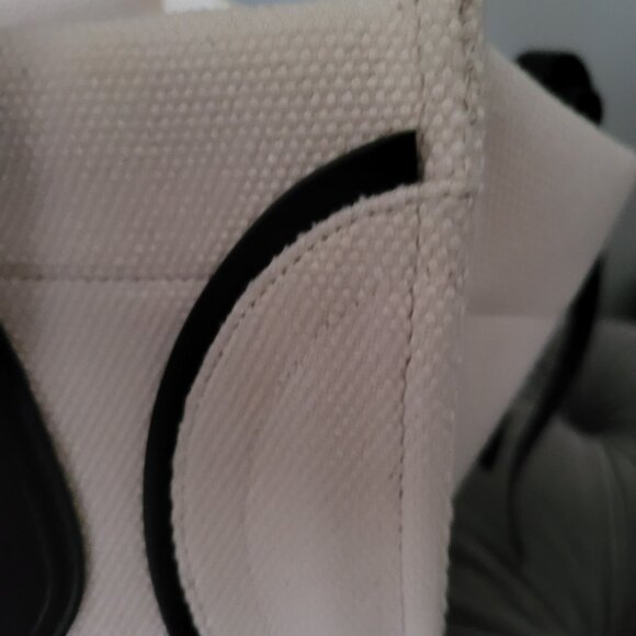 CELINE White Canvas And Black Leather trim Phantom Medium Tote Bag. - Picture 8 of 16
